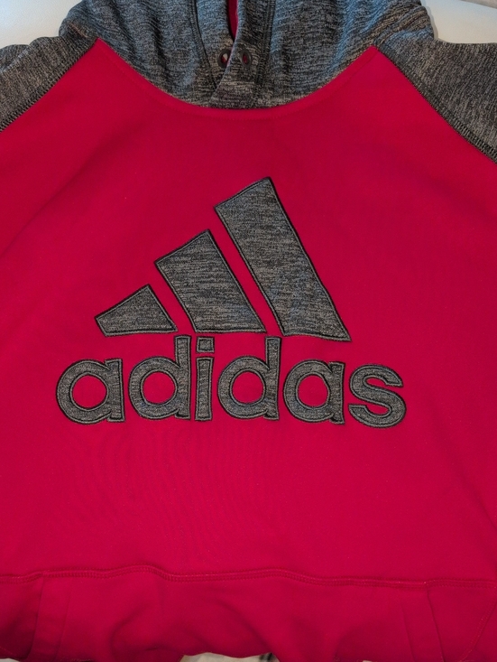adidas Other - adidas Girls Red Hoodie with Gray Logo , Sleeves And Hoodie